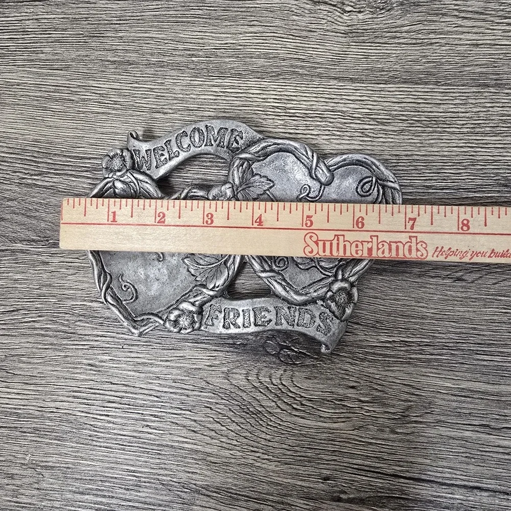 Sweet Vintage Pewter Heart And Flower Trinket Dish Coin Dish Key Dish‎ Welcome